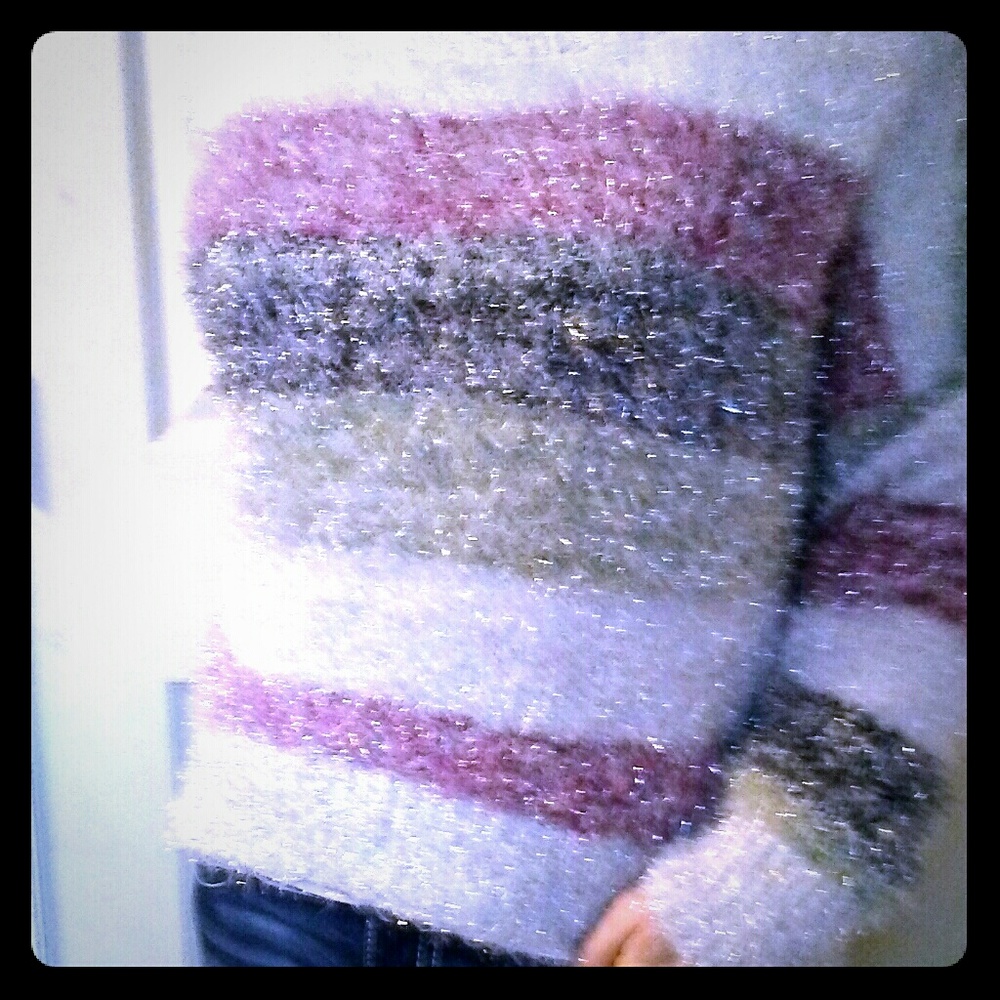 Fuzzy striped sweater
